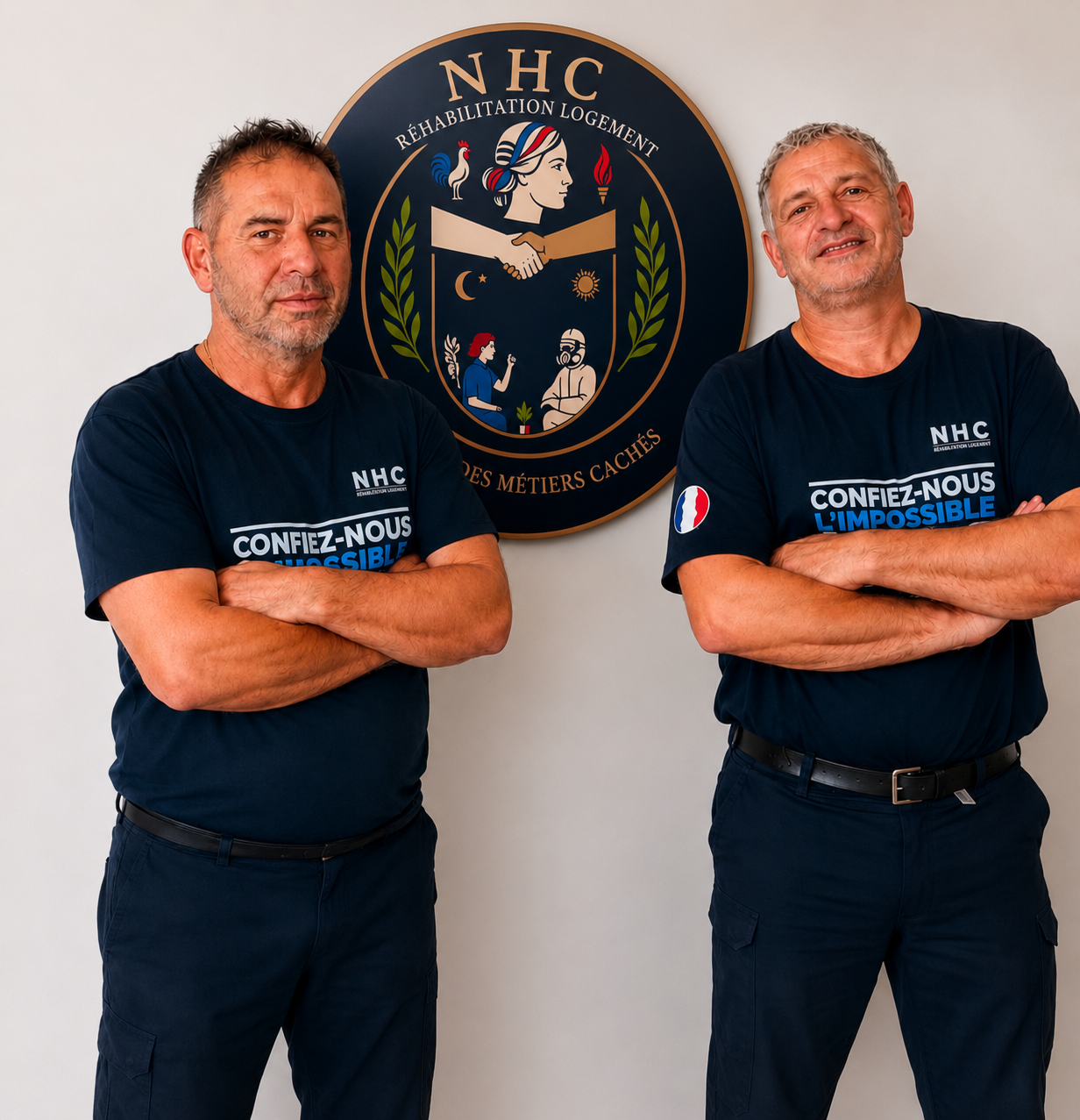 Équipe NHC devant le sceau officiel
